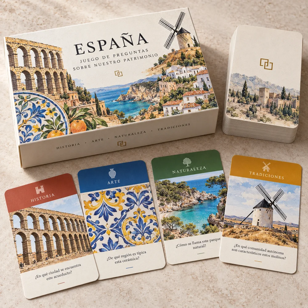 Cartas de preguntas sobre patrimonio local: visualización de ejemplo de fabricación con marca propia
