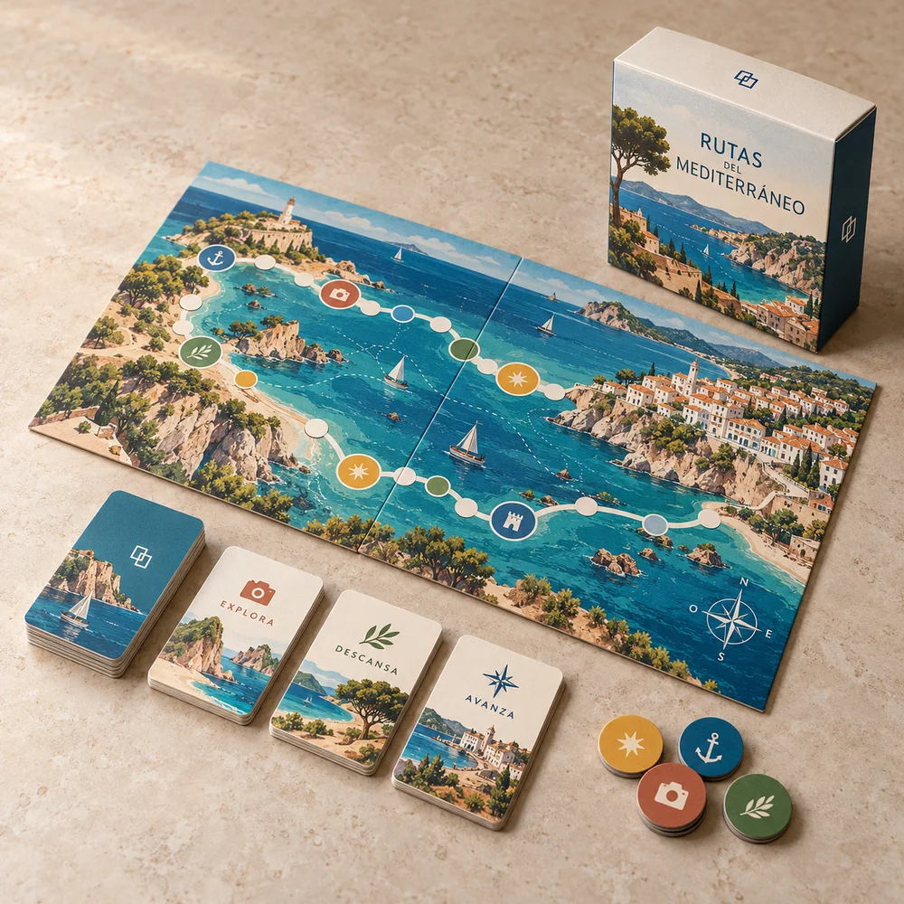 Juego de mesa de viaje personalizado: visualización de ejemplo de fabricación con marca propia