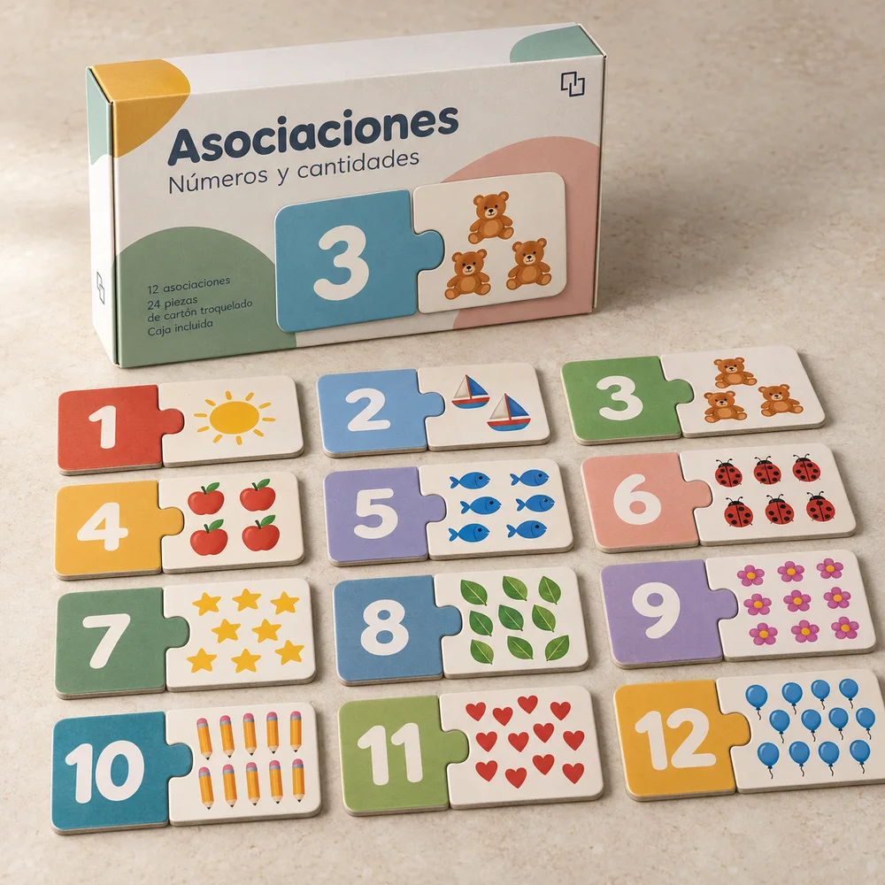 Puzzle de asociación de dos piezas: visualización de ejemplo de fabricación con marca propia