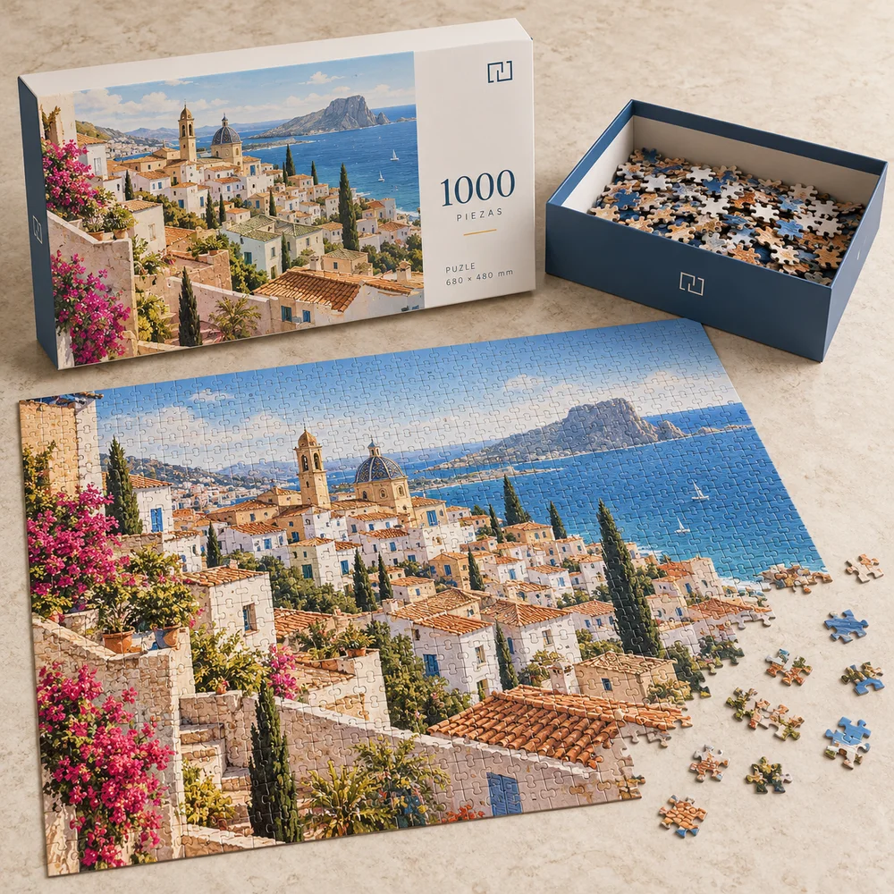 Puzzle personalizado de 1000 piezas: visualización de ejemplo de fabricación con marca propia